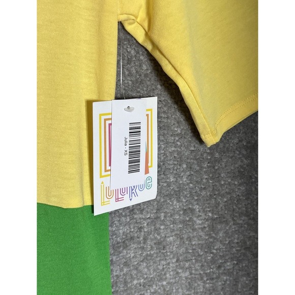 LuLaRoe Julia Colorblock Stretch Sheath Shirt Dress Womens Size XS NWT FLAW - Picture 5 of 8